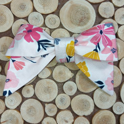 Double Pink Floral Collar Bow