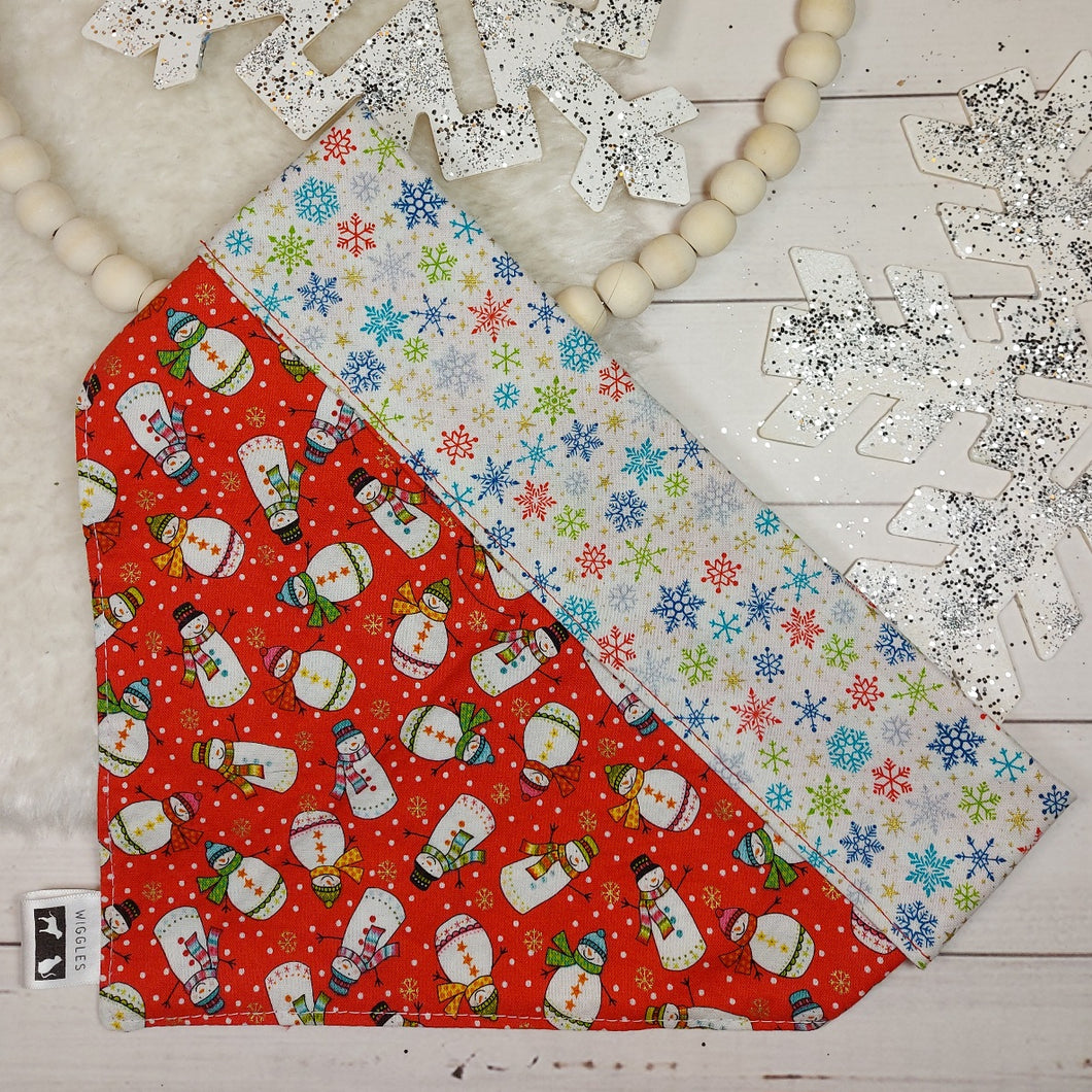 Festive Snowmen and Snowflakes Pet Bandana