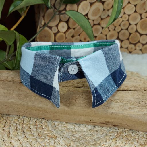 Blue and White Plaid Dapper Pet Collar