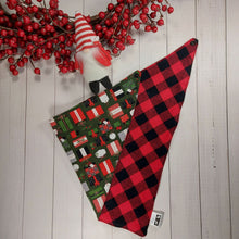Load image into Gallery viewer, Christmas Presents and Buffalo Plaid Dog Bandana
