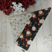 Load image into Gallery viewer, Gnomes and Snowflakes Reversible Pet Bandana
