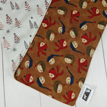 Load image into Gallery viewer, Snow People and Modern Christmas Trees Reversible Pet Bandana

