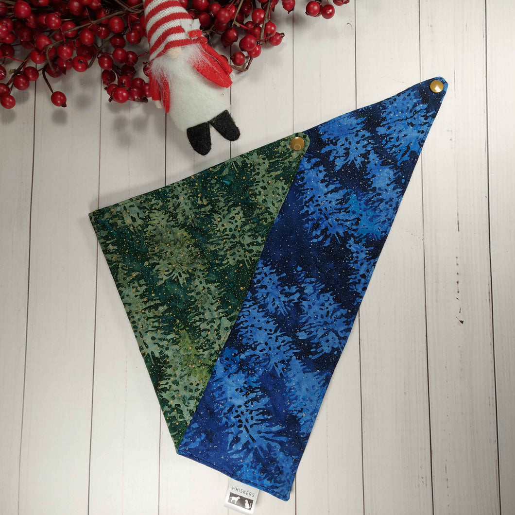 Blue and Green Winter Wonderland Trees Pet Bandana