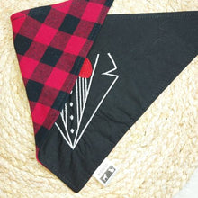 Load image into Gallery viewer, Wholesale Embroidered Tuxedo/Buffalo Plaid Bandana
