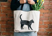 Load image into Gallery viewer, Cat &amp; Dog Petting Double-Sided Eco-Tote Bag. This eco friendly tote bag displays a dog petting guide perfect for dog lovers. This sturdy, environmentally-friendly tote bag takes a playful spin on the traditional butcher print, and makes a stylish gift for the cat and dog lover in your life. Wiggles and whiskers Canada. Canadian pet accessories.
