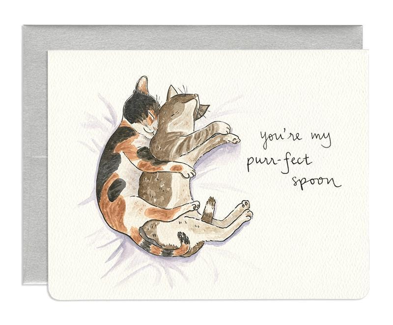 You're My Purr-fect Spoon Pet Cat Card. This Cat Card displays two cats cuddling with a message that states 