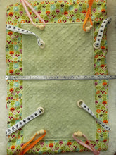 Load image into Gallery viewer, Spring Garden Cat Nap Play Mat. Give your cat the best of both worlds! This version measures 19&quot; in length, 13&quot; wide and 1&quot; thick. Made from high quality 100% cotton and 100% polyester minky fabrics, with polyester quilt batting. Contains 3 large sheets of premium, hypoallergenic, phthalate free crinkle paper. 8 play ribbons with natural wood beads securely attached. Machine washable in cold water and hang to dry. Wiggles and Whiskers Canada Pet Accessories.
