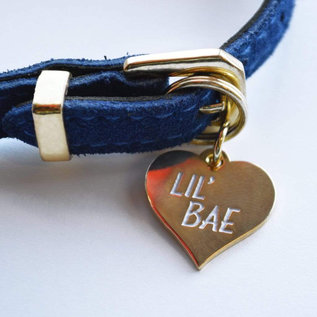 L il Bae Heart Shaped Gold Plated Pet Tag Wiggles and Whiskers